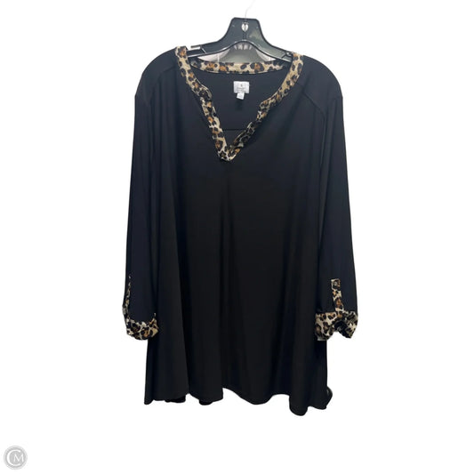 Top Long Sleeve By Dressbarn In Black & Brown, Size: 3x