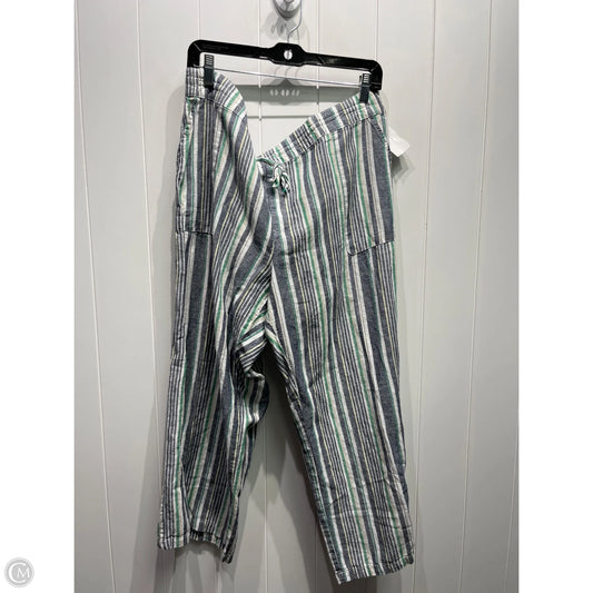 Pants Linen By Liz Claiborne In Green & Grey, Size: Xl