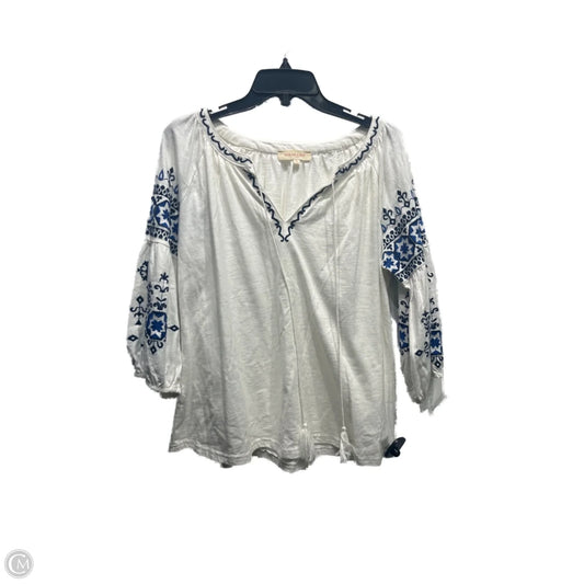 Top Long Sleeve By Solitaire In Blue & White, Size: Xl