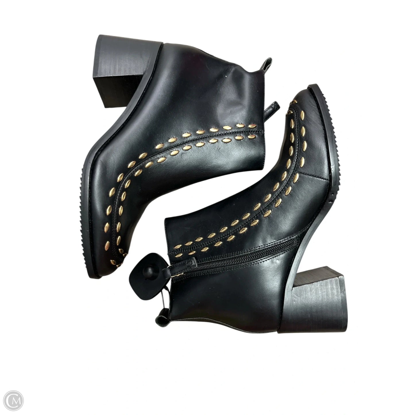 Boots Ankle Heels By Kelsi Dagger In Black & Gold, Size: 6.5