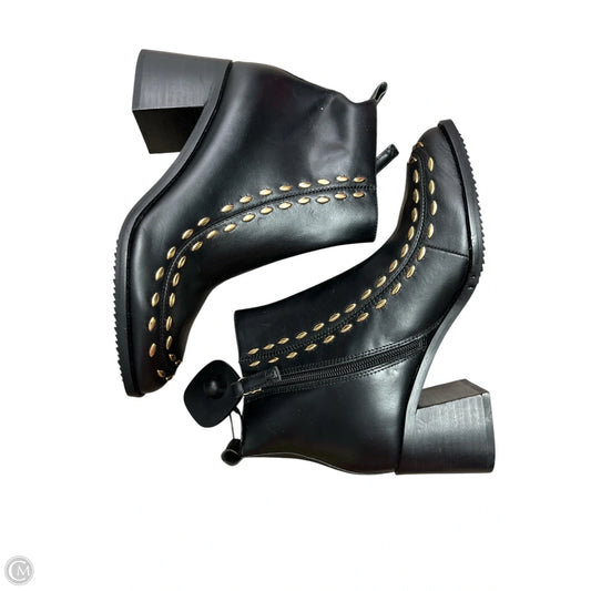Boots Ankle Heels By Kelsi Dagger In Black & Gold, Size: 6.5