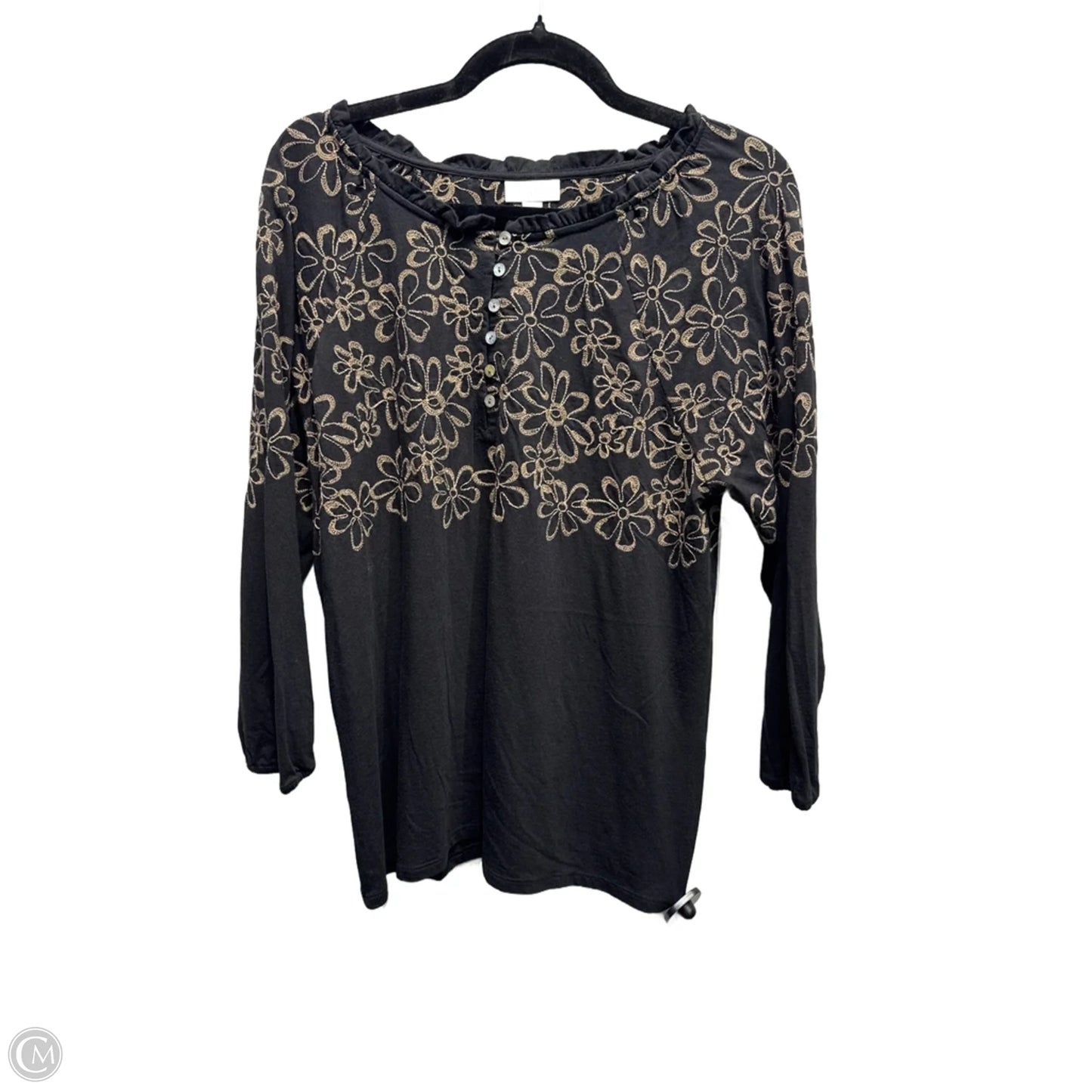 Top Long Sleeve By J. Jill In Black & Brown, Size: M
