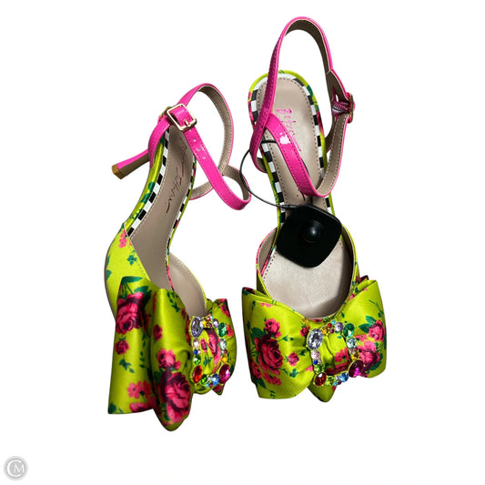Shoes Heels Kitten By Betsey Johnson In Green & Pink, Size: 7