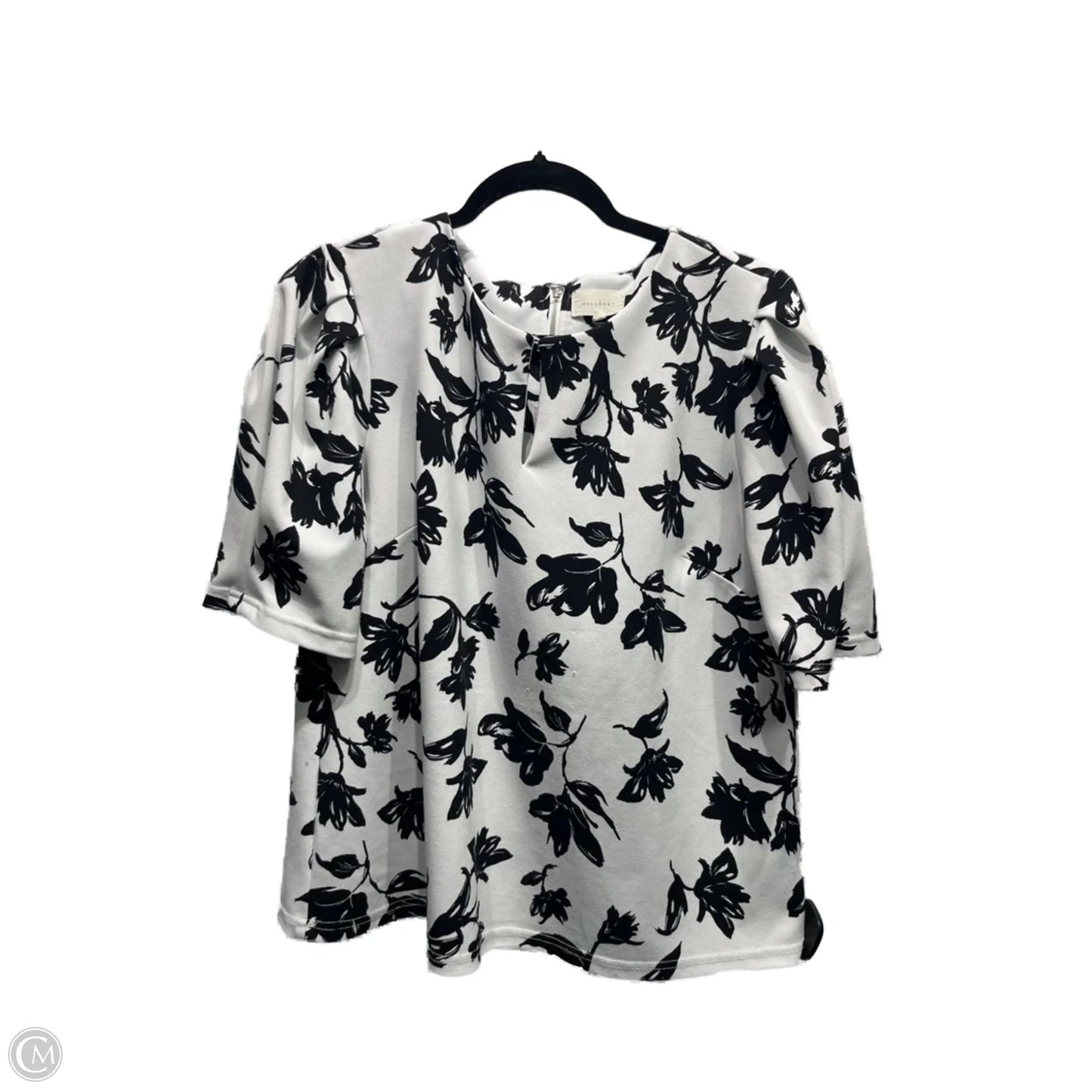 Top Short Sleeve By Melloday In Black & White, Size: Xl