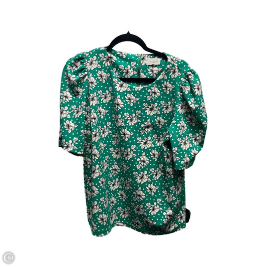 Top Short Sleeve By Melloday In Green & White, Size: Xl