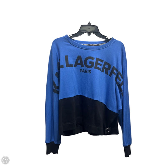 Top Long Sleeve Designer By Karl Lagerfeld In Blue, Size: M
