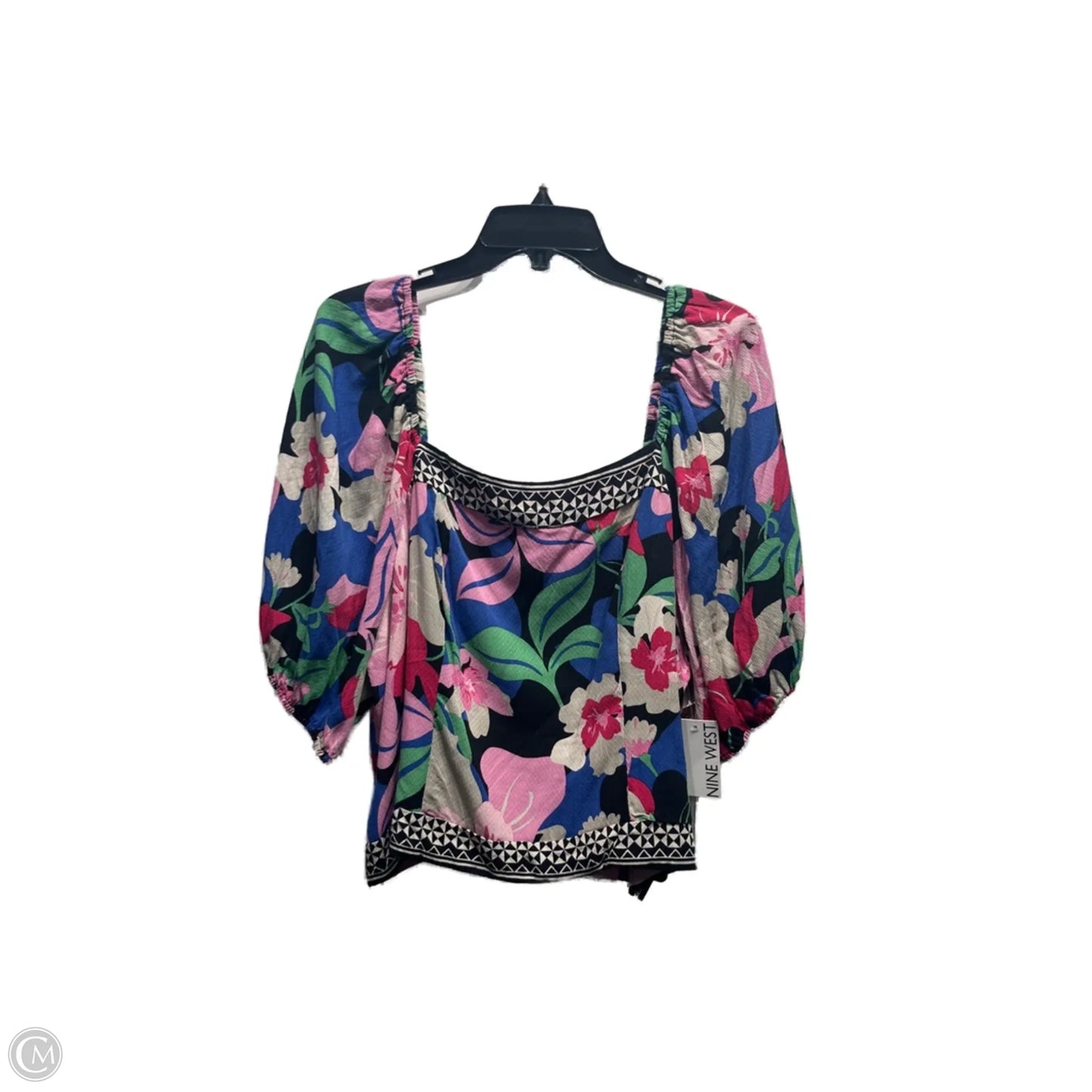 Top Short Sleeve By Nine West Apparel In Blue & Purple, Size: Xxl