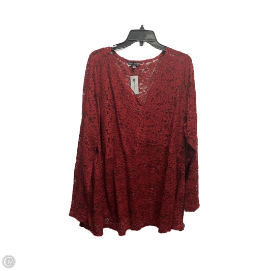 Top Long Sleeve By Lane Bryant In Red, Size: 2x