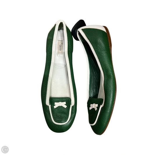 Shoes Luxury Designer By Prada In Green & White, Size: 8.5