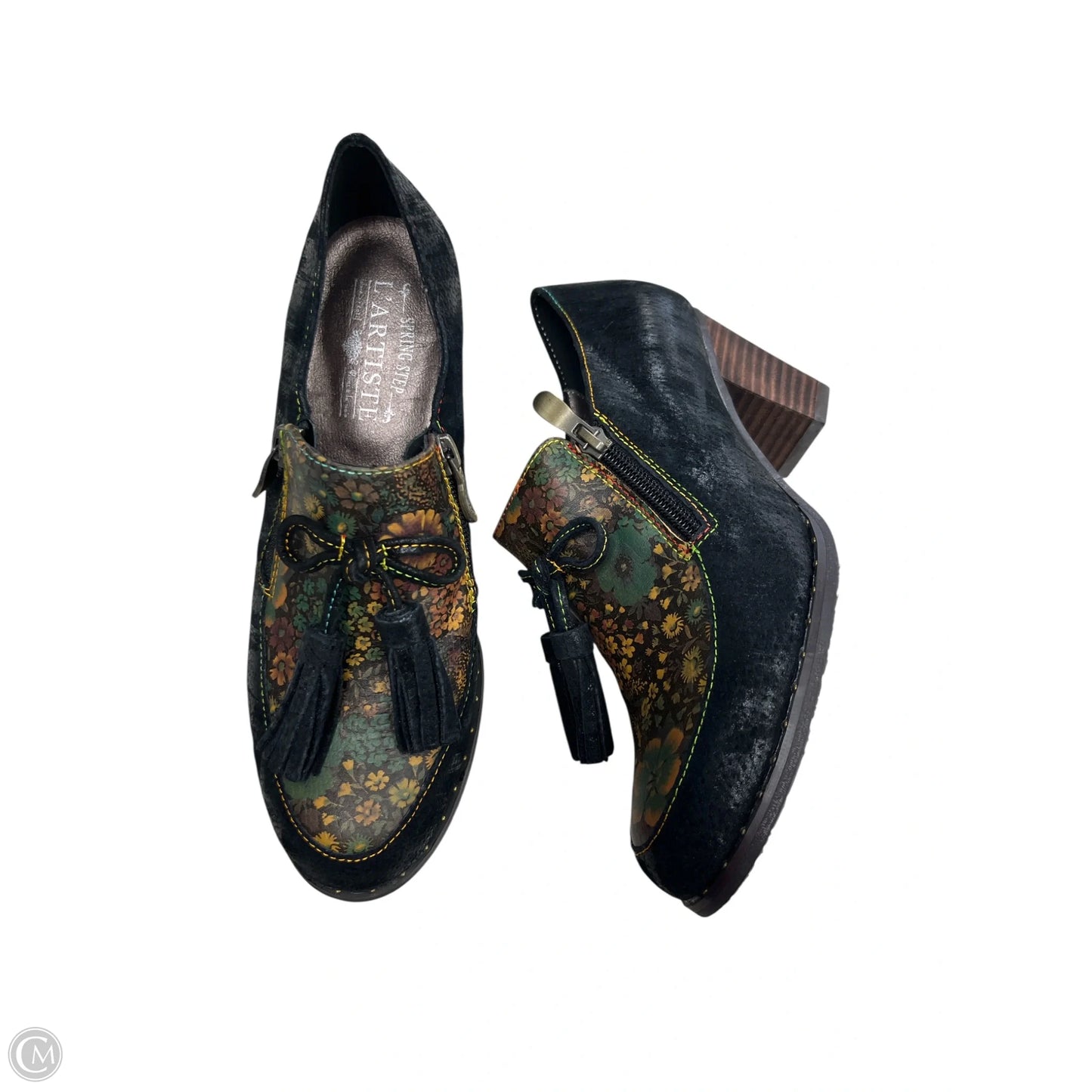 Shoes Heels Block By Spring Step In Black & Yellow, Size: 7.5