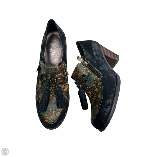 Shoes Heels Block By Spring Step In Black & Yellow, Size: 7.5