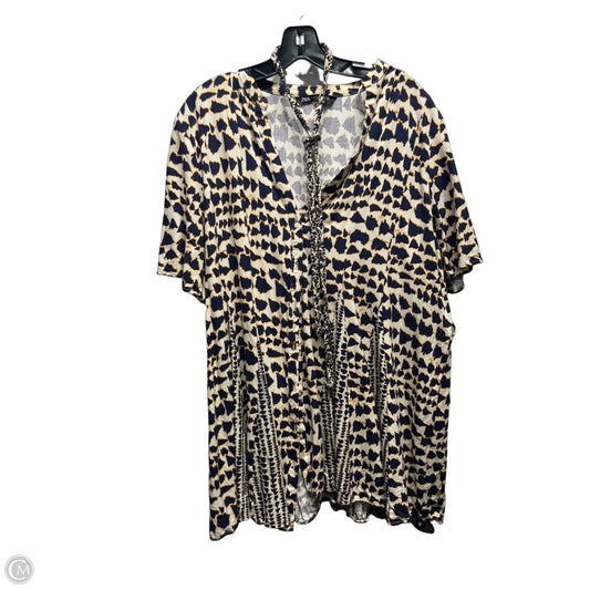 Top Short Sleeve By Zara In Blue & Cream, Size: Xxl