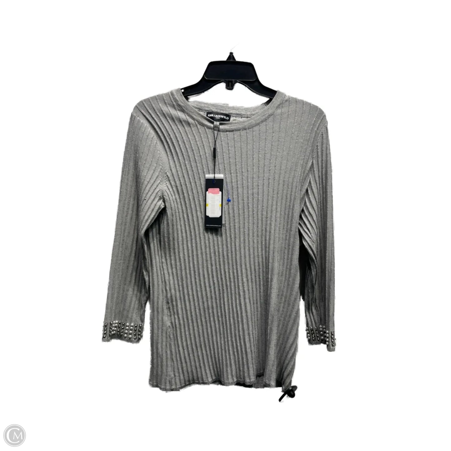 Top Long Sleeve Designer By Karl Lagerfeld In Grey, Size: M