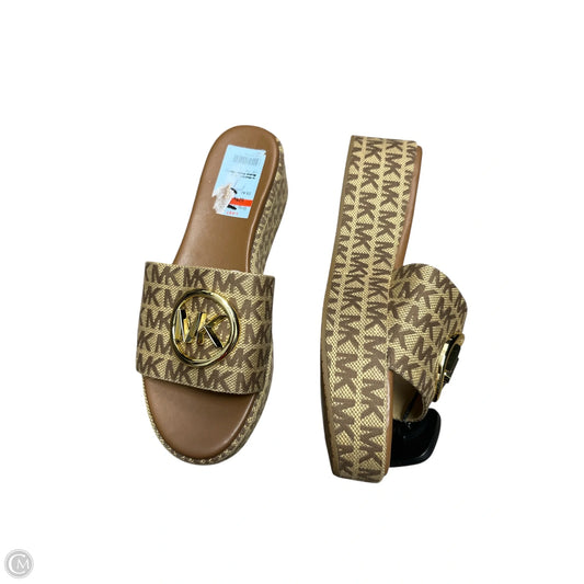 Sandals Designer By Michael Kors In Brown & Gold, Size: 7