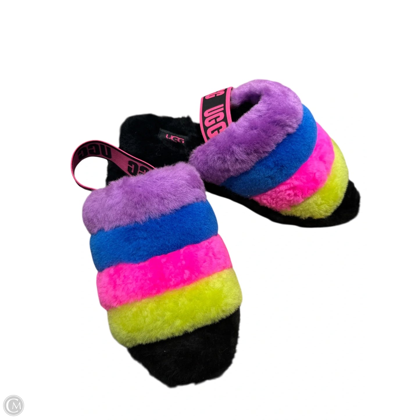 Sandals Designer By Ugg In Black & Pink, Size: 6