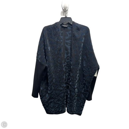 Sweater Cardigan Designer By Lafayette 148 In Black & Blue, Size: M