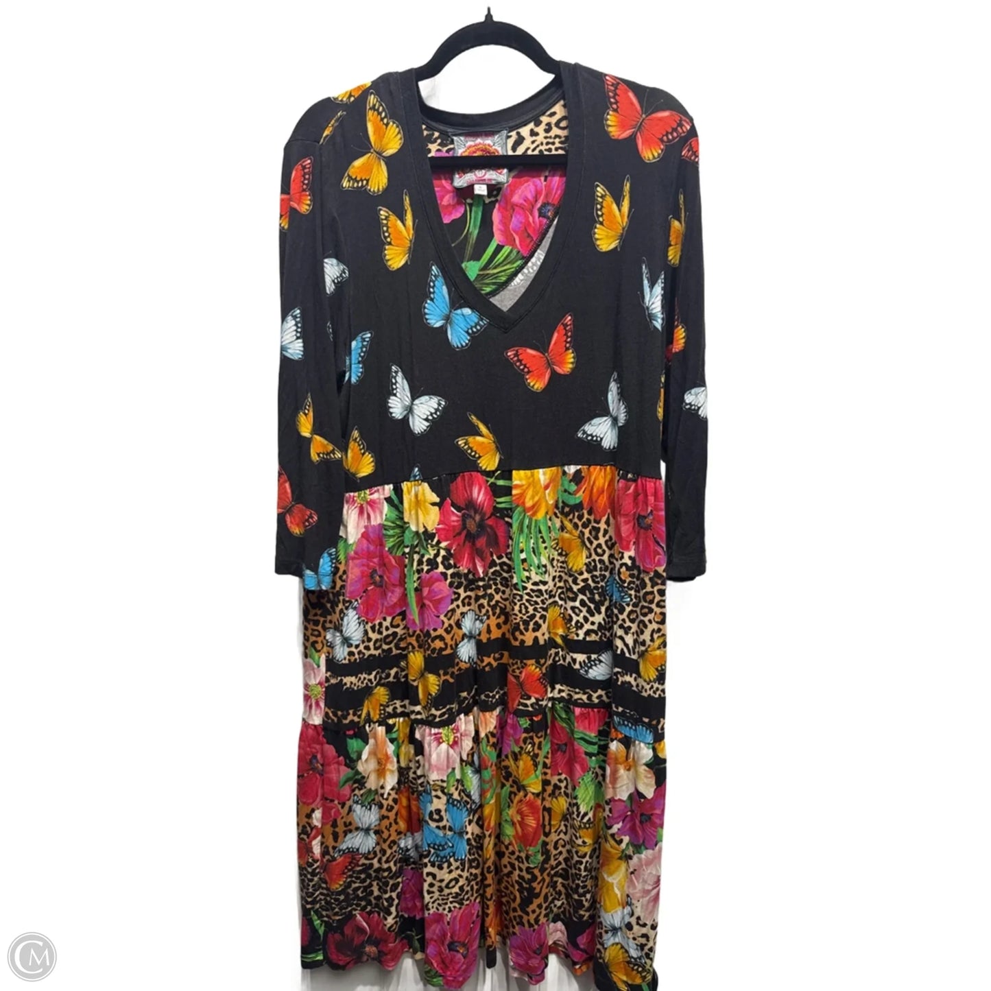 Dress Casual Short By Johnny Was In Black & Red, Size: Xl