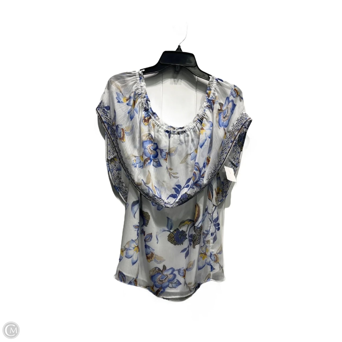 Top Short Sleeve By White House Black Market In Blue & Yellow, Size: L