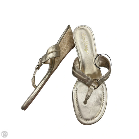 Sandals Designer By Lilly Pulitzer In Gold, Size: 9