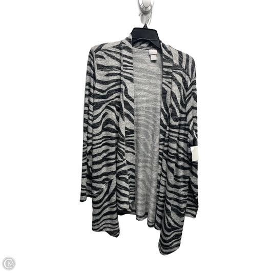 Sweater Cardigan By Chicos In Black & Grey, Size: Xl
