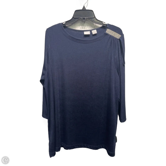 Top Long Sleeve By Chicos In Navy, Size: Xl