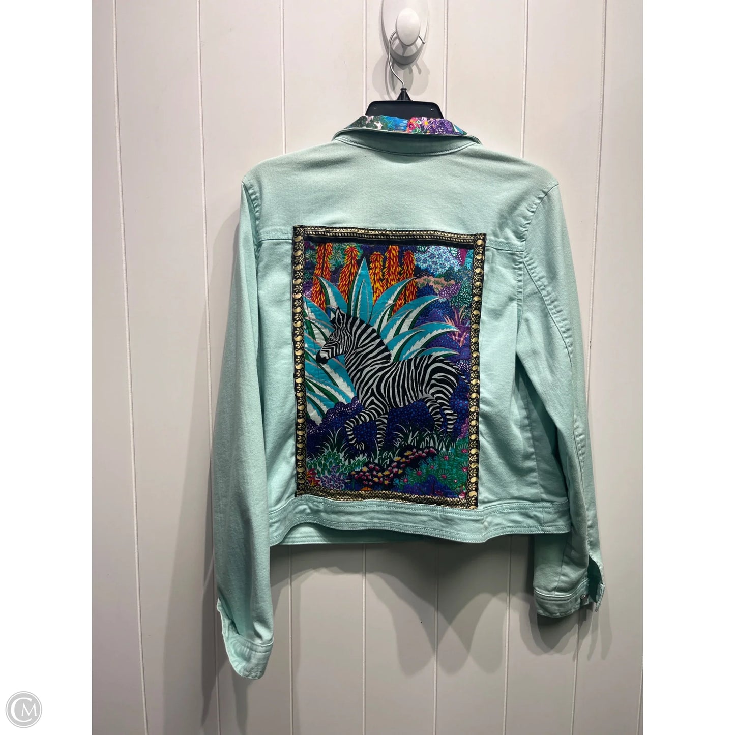 Jacket Denim By Clothes Mentor In Green, Size: M