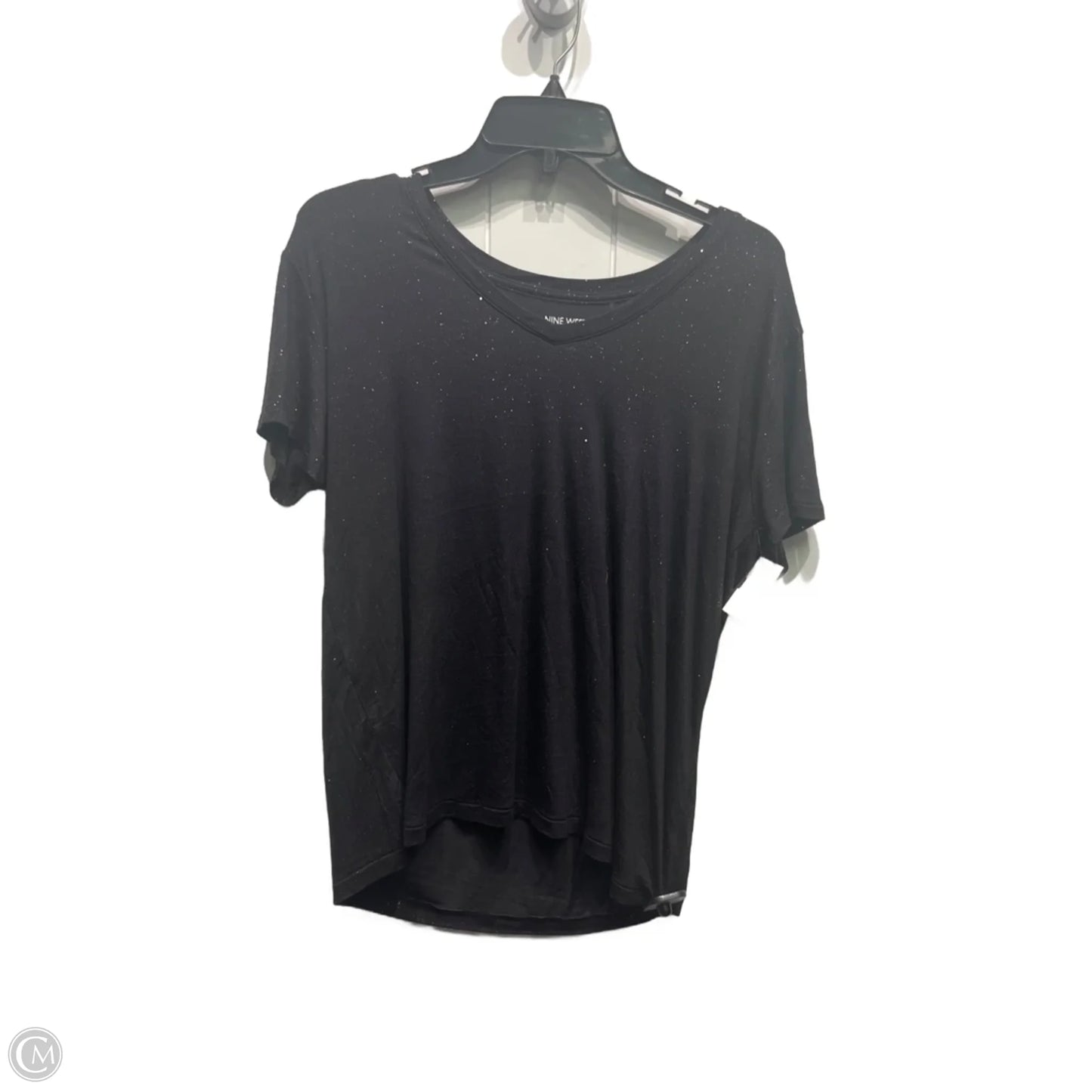 Top Short Sleeve By Nine West Apparel In Black & Silver, Size: M