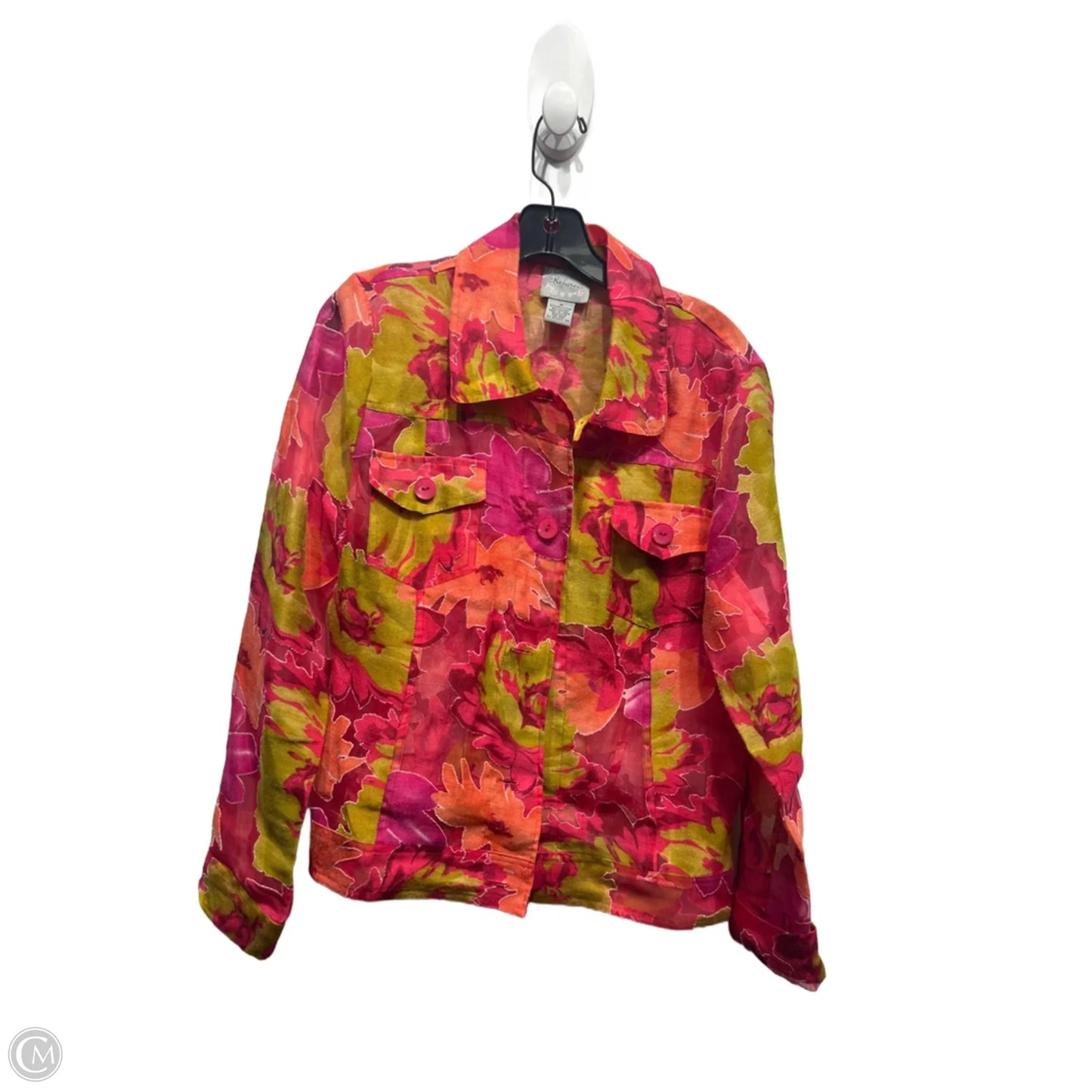 Blazer By RELAXES In Orange & Pink, Size: M