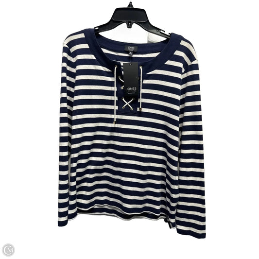 Top Long Sleeve By Jones New York In Blue & White, Size: Xl
