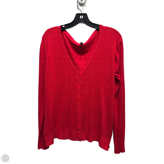Sweater Cardigan By Lapis In Red, Size: Xl