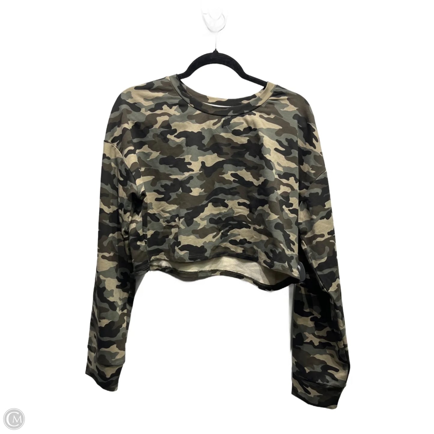 Top Long Sleeve By Grey Lab In Camouflage Print, Size: L