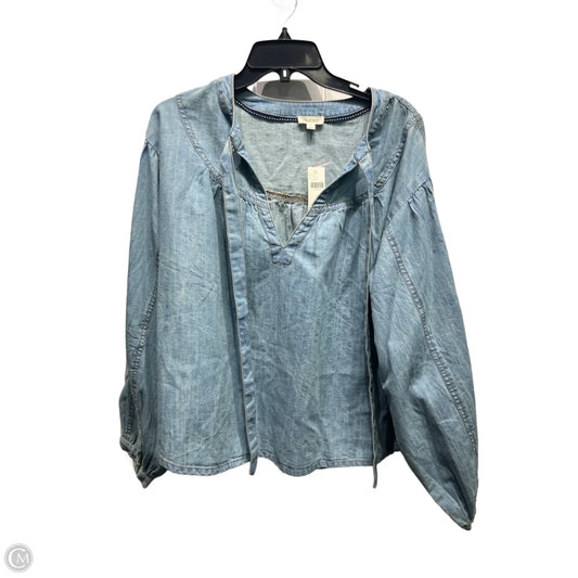 Top Long Sleeve By Pilcro In Blue Denim, Size: L