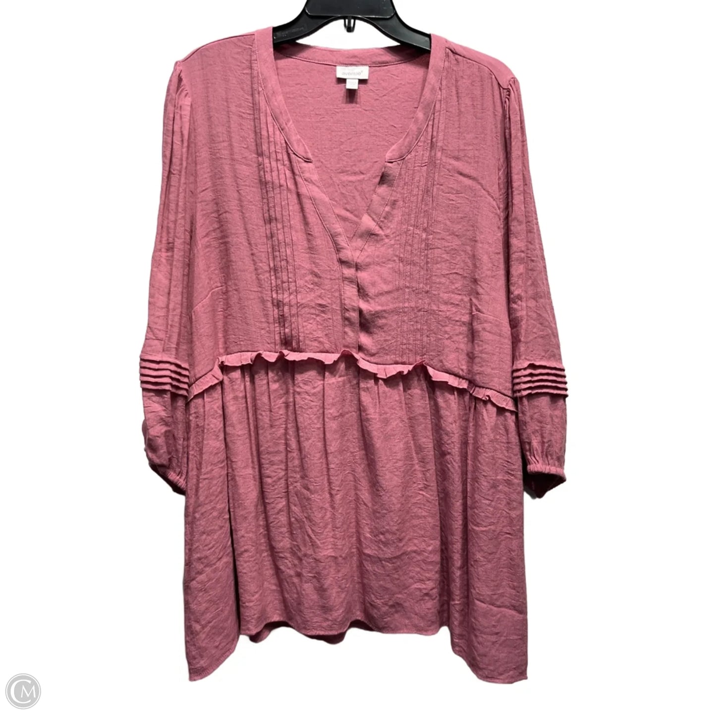 Top 3/4 Sleeve By Avenue In Pink, Size: 1x