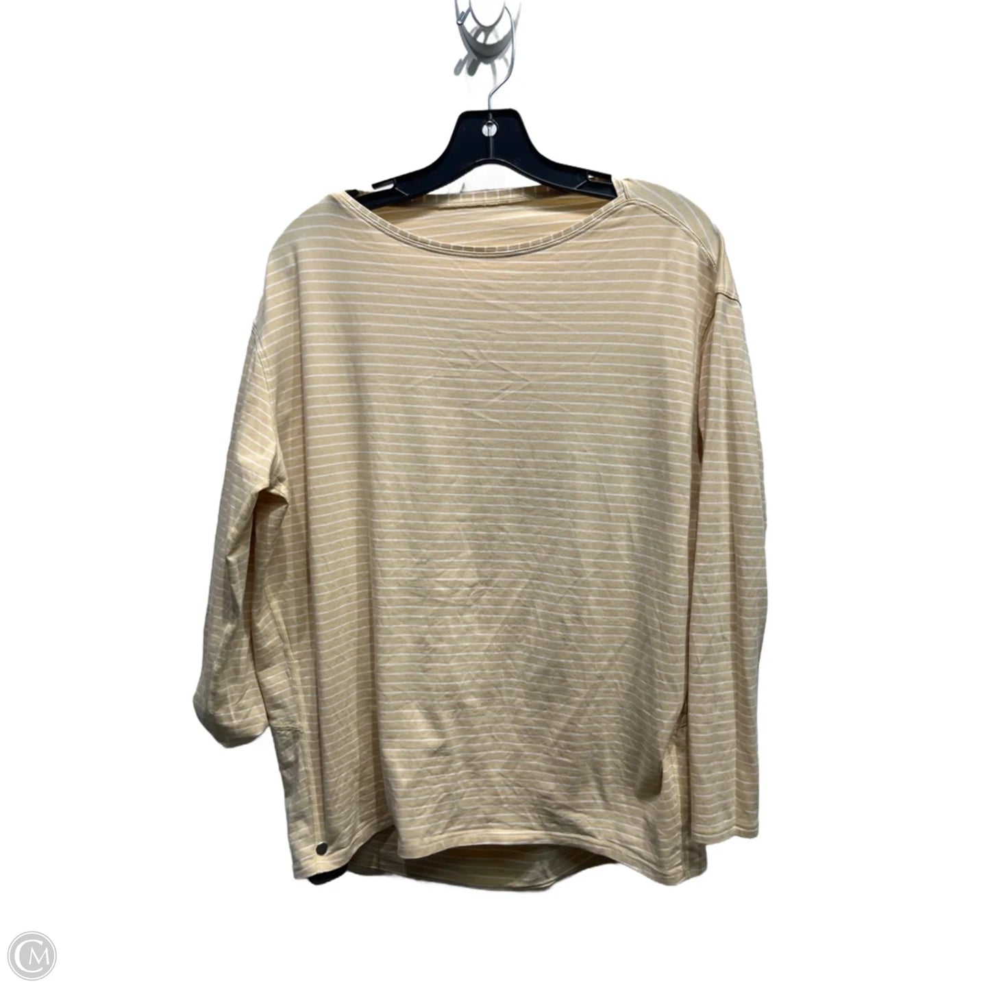 Athletic Top Long Sleeve Crewneck By Lululemon In Tan & White, Size: M