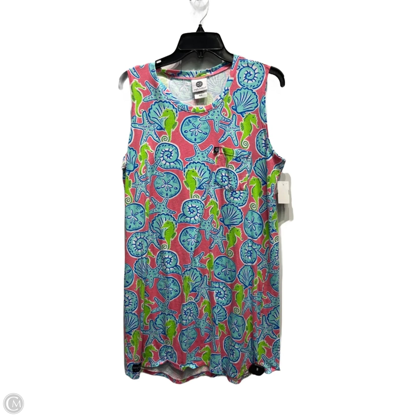 Dress Casual Short By Simply Southern In Green & Pink, Size: Xl