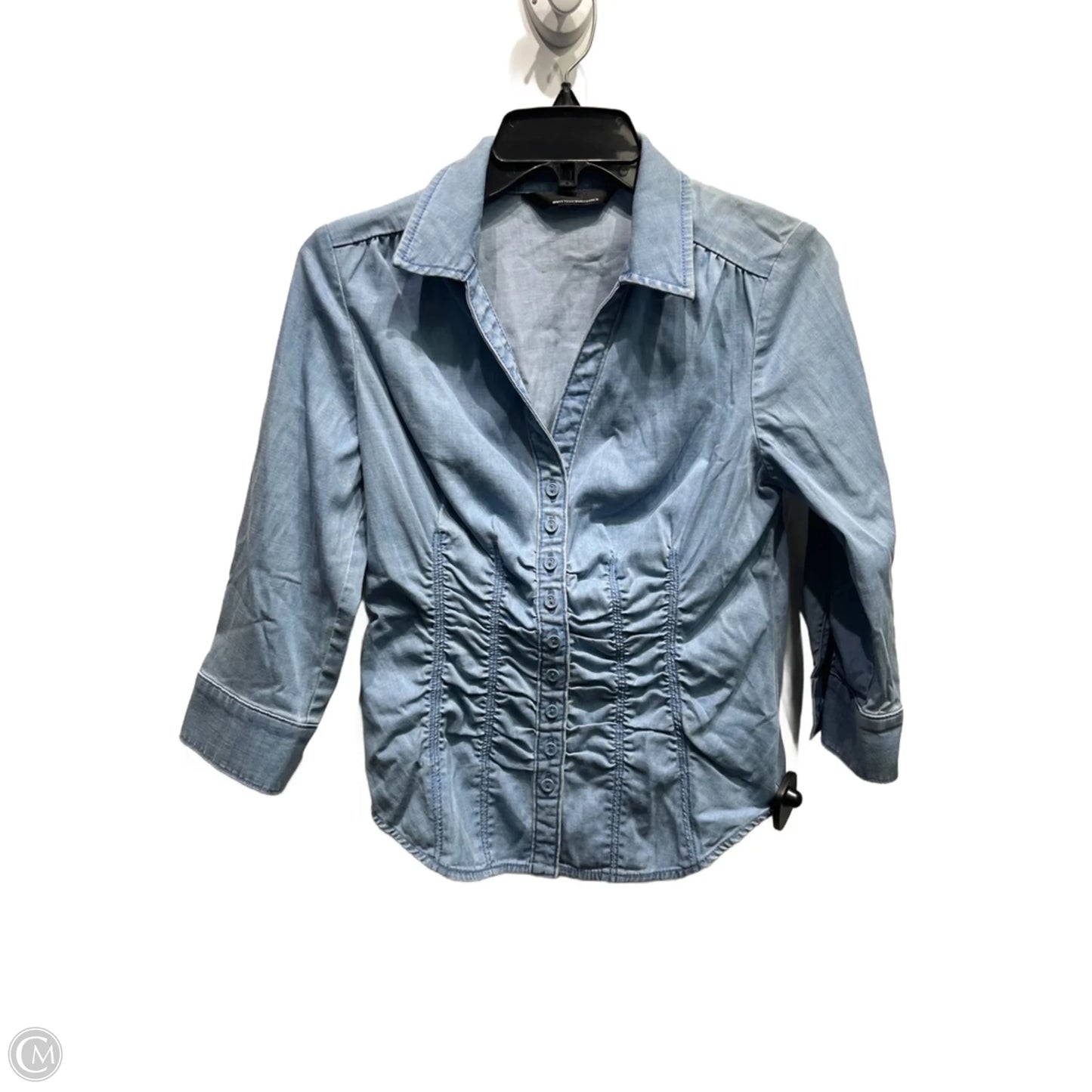 Top Long Sleeve By White House Black Market In Blue Denim, Size: S