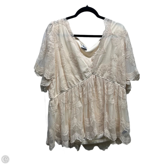 Top Short Sleeve By Arula In Cream, Size: 3x