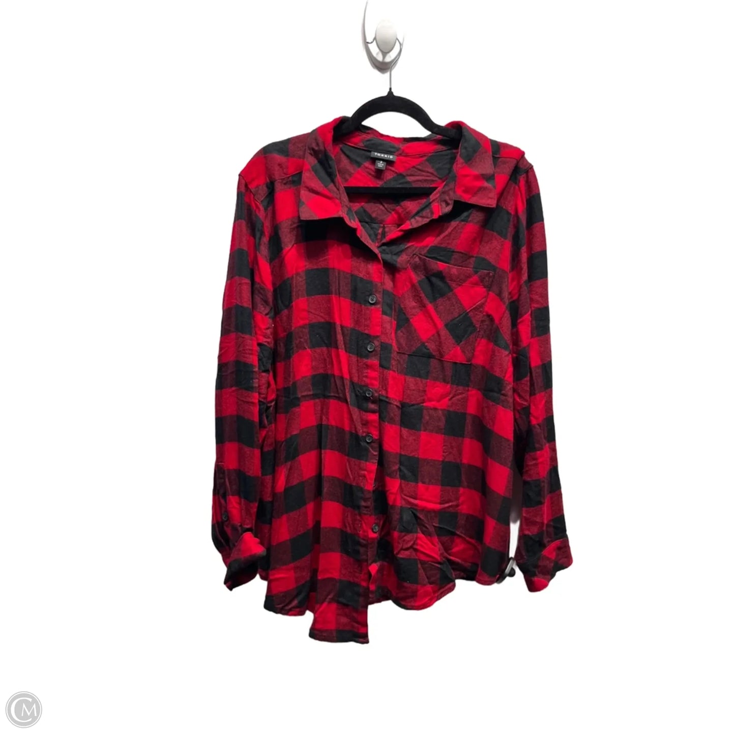 Top Long Sleeve By Torrid In Black & Red, Size: 3x