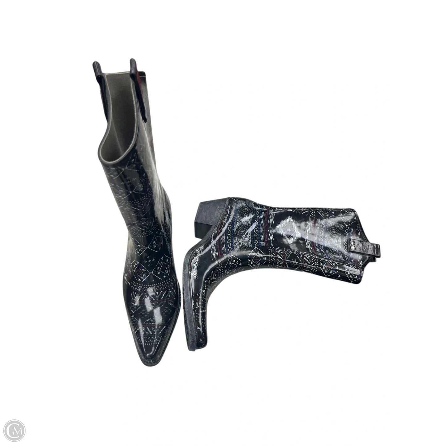 Boots Rain By Clothes Mentor In Black & Purple, Size: 9