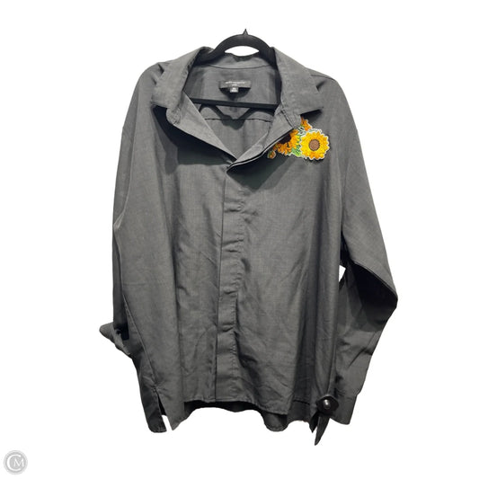 Top Long Sleeve By DESIGN COLLECTIBE In Grey, Size: 2x