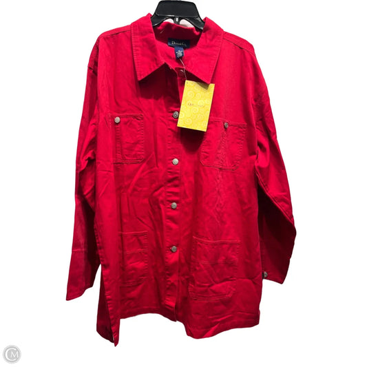 Jacket Denim By Denim And Company In Red Denim, Size: 2x