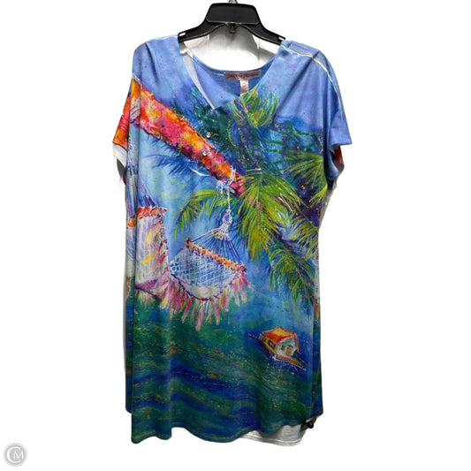 Dress Casual Short By Leoma Lovegrove In Blue & Orange, Size: Xxl