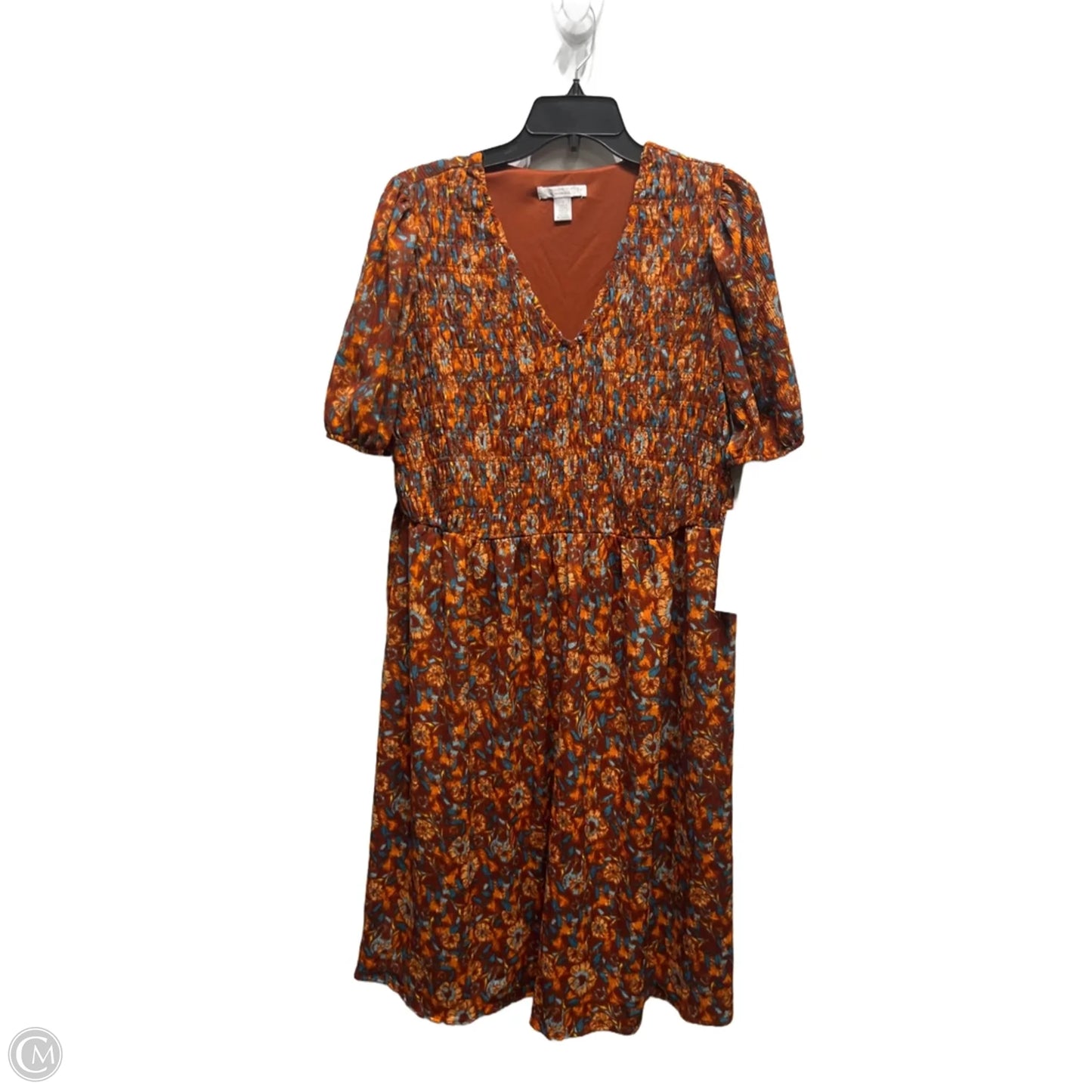 Dress Casual Midi By London Times In Orange, Size: 1x