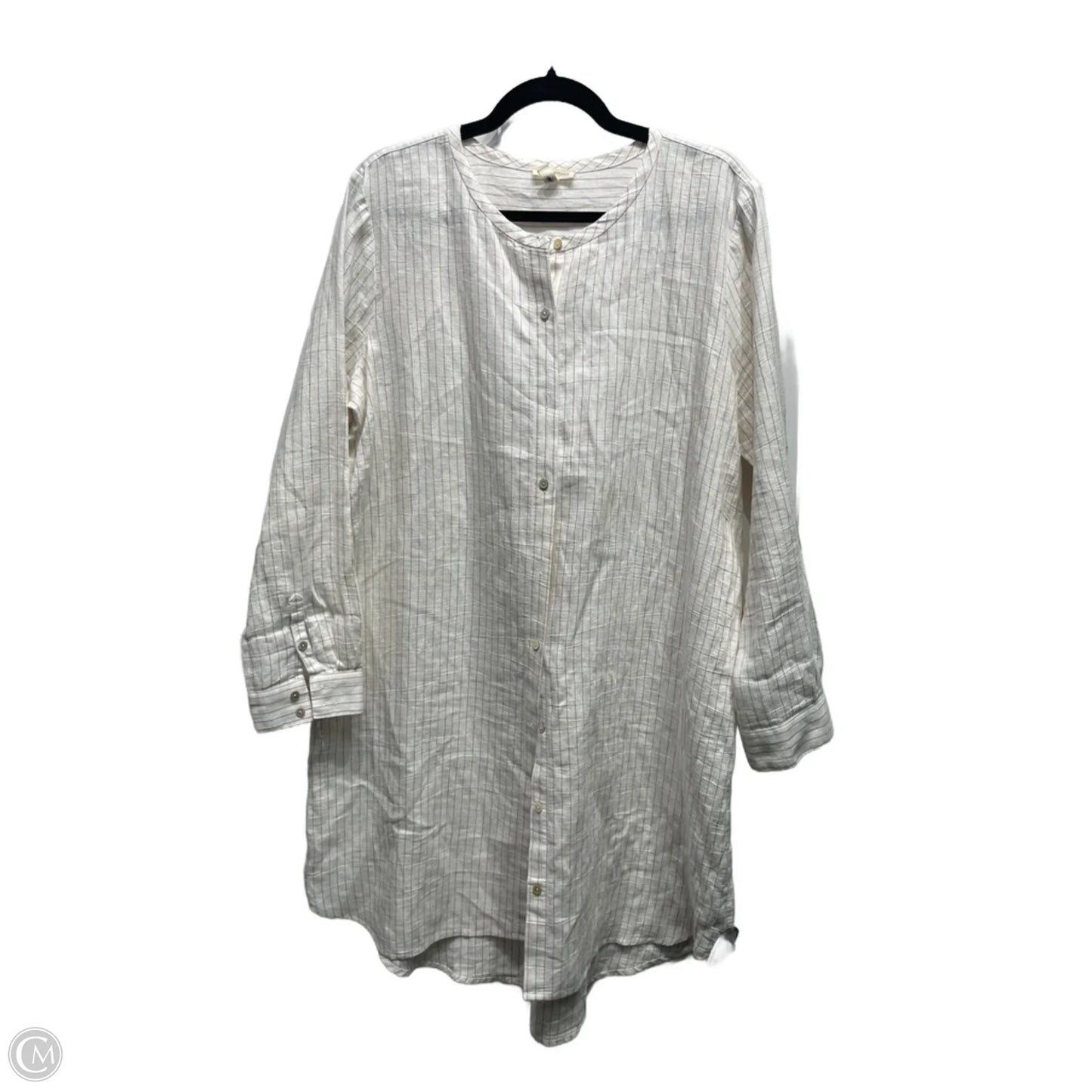 Dress Casual Short By Eileen Fisher In Tan & White, Size: L