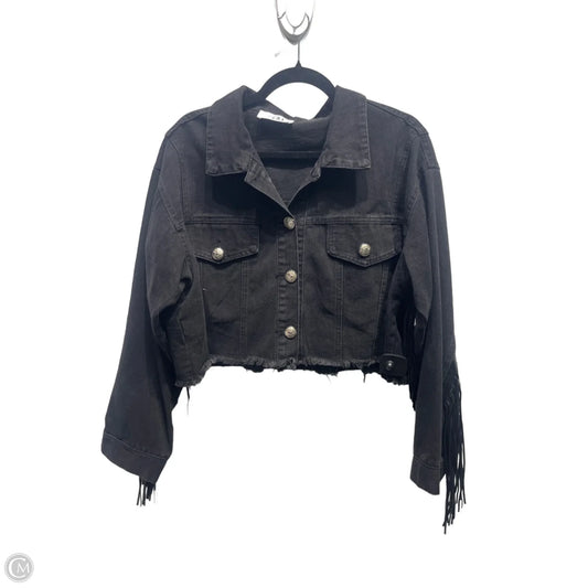 Jacket Denim By P. CHILL In Black Denim, Size: M
