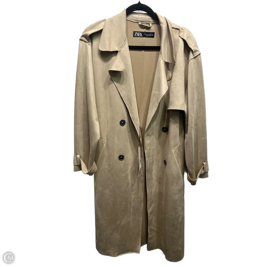 Coat Trench Coat By Zara In Tan, Size: L
