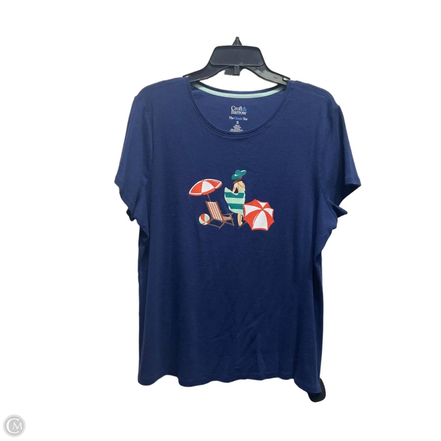 Top Short Sleeve Basic By Croft And Barrow In Navy, Size: Xl