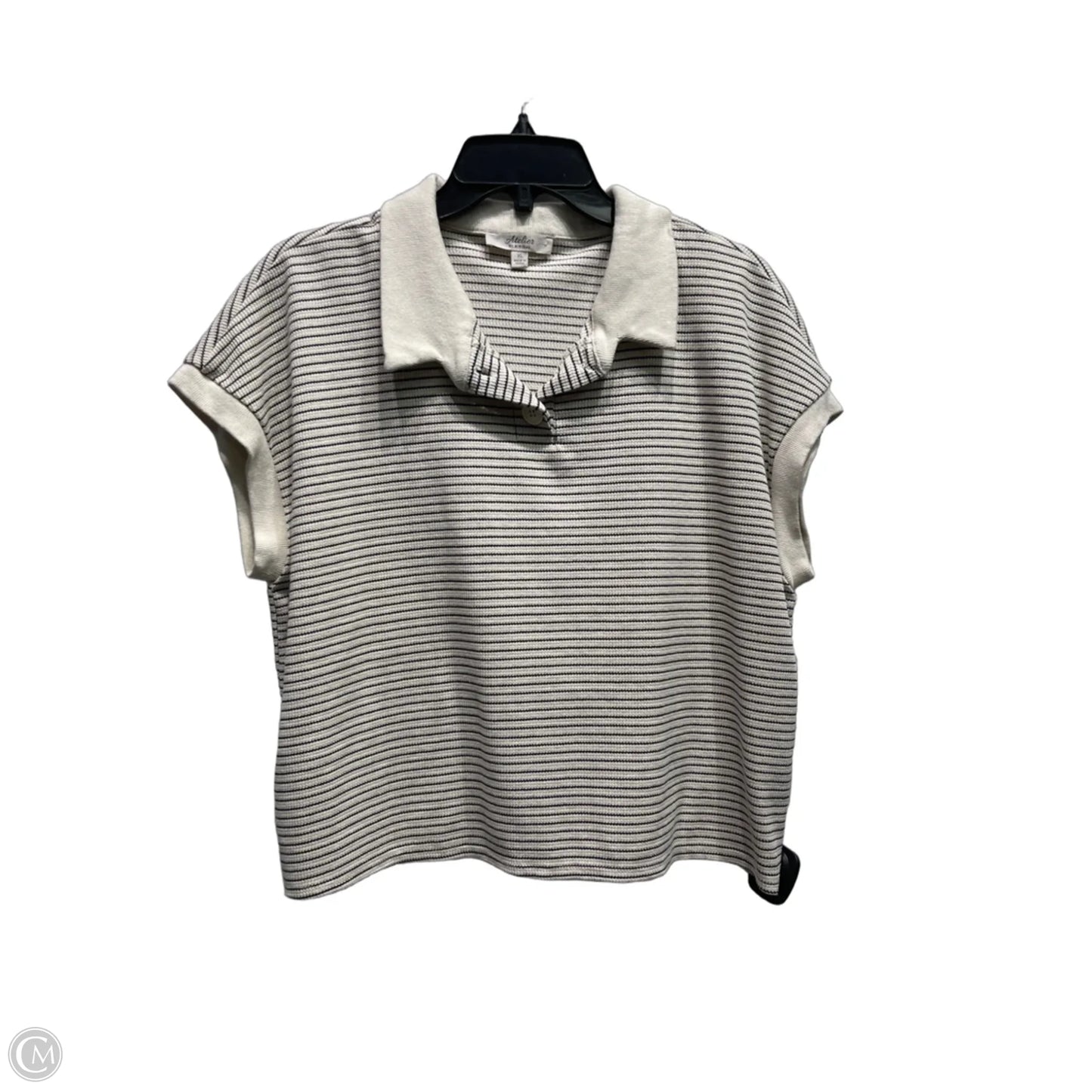 Top Short Sleeve By Atelier In Black & Tan, Size: Xl