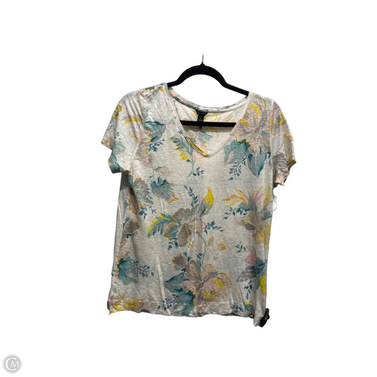 Top Short Sleeve By Ann Taylor In Green & Yellow, Size: M