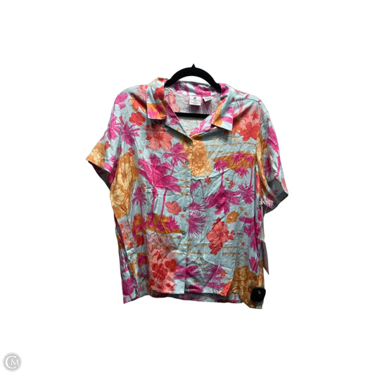 Top Short Sleeve By Caribbean Joe In Blue & Pink, Size: Xlp